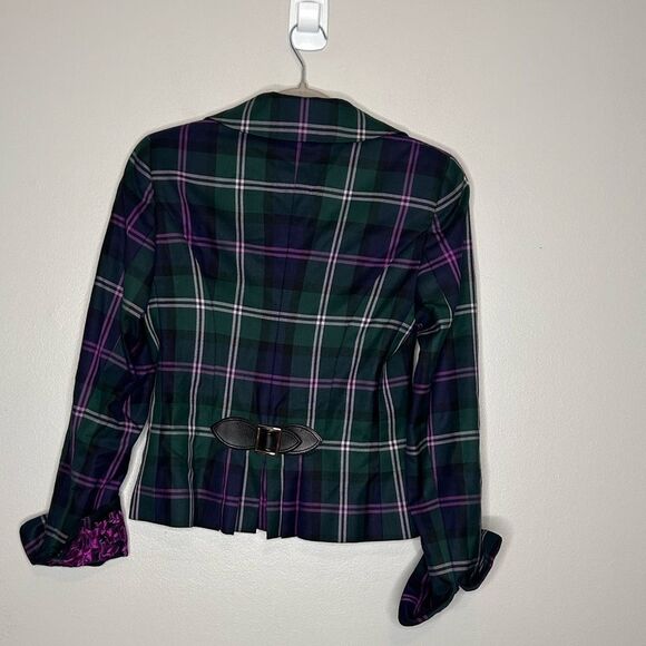 EUC Escada Purple and Green Plaid Cropped Blazer - Picture 6 of 6